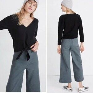 Texture & Thread Madewell Black Ribbed XS Long-sleeved Top with Tie